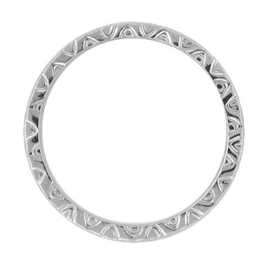 Mardi Gras Retro Carved Wedding Band in White Gold - 3mm Wide - alternate view