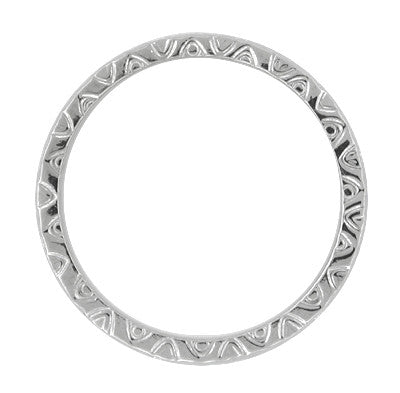Mardi Gras Retro Carved Wedding Band in White Gold - 3mm Wide - Item: R624 - Image: 2