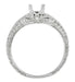 Art Deco Hearts and Diamonds Platinum Filigree Engagement Ring Setting for a 1/3 Carat Diamond