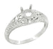 Art Deco Hearts and Diamonds Platinum Filigree Engagement Ring Setting for a 1/3 Carat Diamond