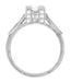 1/2 Carat Princess Cut Diamond Art Deco Castle Engagement Ring in Platinum
