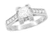 Art Deco 1/2 Carat Princess Cut Diamond Castle Engagement Ring in 18 Karat White Gold