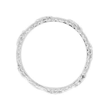 Edwardian Engraved Beads and Flowers Wedding Ring in 14 Karat White Gold - alternate view