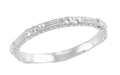 Edwardian Engraved Beads and Flowers Wedding Ring in 14 Karat White Gold