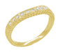 Art Deco Curved Engraved Wheat Diamond Wedding Band in 14 Karat Yellow Gold
