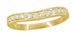 Art Deco Wheat White Sapphire Curved Wedding Band in 18 Karat Yellow Gold