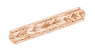 Art Deco Hand Engraved Wheat Wedding Ring in 14 Karat Rose Gold with Millgrain Edge - 4mm Wide