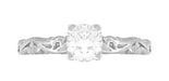 Art Deco Scrolls Solitaire Diamond Engagement Ring in Platinum