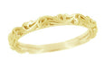 Yellow Gold Vintage Scroll Carved Stackable Wedding Band - R639Y