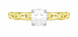 Yellow Gold Art Deco Scrolls Vintage Style Solitaire White Sapphire Engagement Ring
