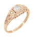 Art Deco Filigree Diamond Engagement Ring in 14 Karat Rose ( Pink ) Gold