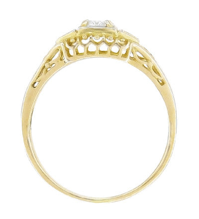 Art Deco Filigree Diamond Engagement Ring in 14 Karat Yellow Gold - Item: R640Y - Image: 3