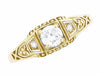 Art Deco Filigree Diamond Engagement Ring in 14 Karat Yellow Gold