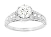 Art Deco Antique Style 3/4 Carat Diamond Filigree Engagement Ring in 14 Karat White Gold