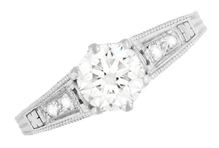 Art Deco 3/4 Carat Filigree Diamond Engagement Ring in Platinum - Item: R643P - Image: 5