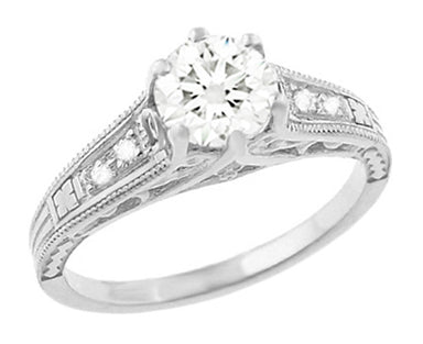 Art Deco 3/4 Carat Filigree Diamond Engagement Ring in Platinum - alternate view