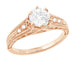 Art Deco Diamond Filigree Engagement Ring in 14 Karat Rose ( Pink ) Gold