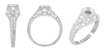 Art Deco Filigree Engagement Ring Setting in 14 Karat White Gold for a 1/4 - 1/3 Carat Diamond