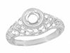 Art Deco Filigree Engagement Ring Setting in 14 Karat White Gold for a 1/4 - 1/3 Carat Diamond