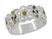 Spessartite Garnet and White Diamond Floral Wedding Band in 14 Karat White Gold