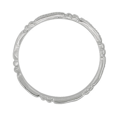 Art Deco Beads and Bars Thin Wedding Band in 14K White Gold - alternate view