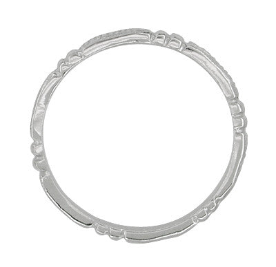 Art Deco Beads and Bars Thin Wedding Band in 14K White Gold - Item: R650 - Image: 2