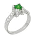 Art Deco 0.68 Carat Princess Cut Tsavorite Garnet and Diamond Engagement Ring in 18 Karat White Gold