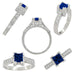 1920's Vintage Inspired Princess Cut Square Blue Sapphire Engagement Ring in 18K White Gold | 3/4 Carat