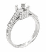 Art Deco 3/4 Carat Diamond Filigree Vintage Inspired Castle Engagement Ring Mounting in White Gold - 18K or 14K