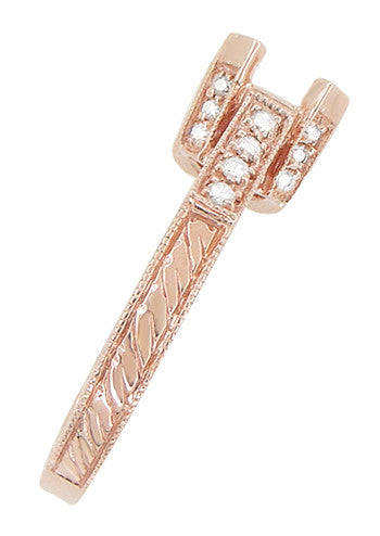 Art Deco 3/4 Carat Diamond Filigree Citadel Engagement Ring Semimount in 14 Karat Rose Gold - Item: R663R - Image: 5
