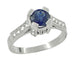 Luxe Deco Castle Blue Sapphire Engagement Ring in 18 Karat White Gold