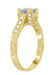 Art Deco Engraved Yellow Gold Filigree Castle 1 Carat Aquamarine Engagement Ring with Side Diamonds