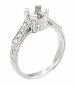 Art Deco 3/4 Carat Diamond Filigree Platinum Castle Engagement Ring Mounting for a Round or Asscher Diamond