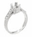 Art Deco 1 Carat Diamond Filigree Engagement Ring Mounting in Platinum with Carved Sides