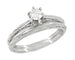 Art Deco Engraved Scrolls White Sapphire Engagement Ring and Wedding Ring Set in 14 Karat White Gold