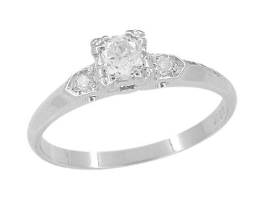 Retro Moderne Antique 14 Karat White Gold Diamond Engagement Ring - alternate view