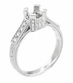 Platinum Art Deco Engraved Filigree Citadel 1 Carat Diamond Engagement Ring Mounting