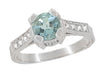 Art Deco Engraved Citadel 1 Carat Aquamarine Engagement Ring in Platinum