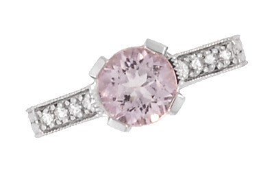 Art Deco 1 Carat Pink Tourmaline Citadel Engagement Ring in Platinum - Item: R673PT - Image: 6