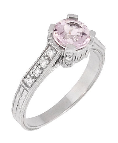 Art Deco 1 Carat Pink Tourmaline Citadel Engagement Ring in Platinum - alternate view