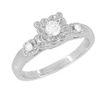1950's Platinum Retro Moderne Lucky Clover Diamond Engagement Ring