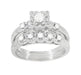 Lucky Clover Retro Moderne White Sapphires Wedding Set in 14K White Gold