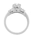 Lucky Clover Retro Moderne White Sapphire Engagement Ring in 14 Karat White Gold