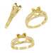 X & O Kisses Yellow Gold 3/4 Carat Princess Cut Diamond Engagement Ring Setting