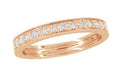 Art Deco Rose Gold Engraved Wheat Diamond Eternity Wedding Band