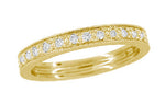 Yellow Gold Art Deco Carved Wheat Diamond Eternity Wedding Band - 14K or 18K