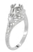 Antique Style Edwardian Filigree 3/4 Carat Engagement Ring Mounting in White Gold for a 6mm Round Stone