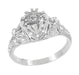 Antique Style Edwardian Filigree 3/4 Carat Engagement Ring Mounting in White Gold for a 6mm Round Stone