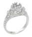 Antique Style Edwardian Filigree 3/4 Carat Engagement Ring Mounting in White Gold for a 6mm Round Stone