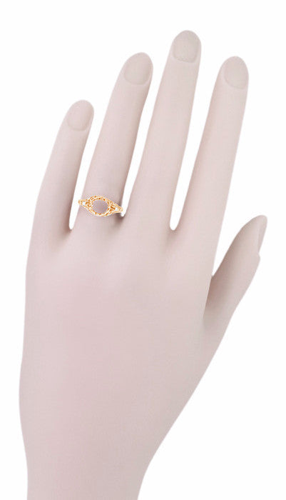 Antique Style Filigree Edwardian Engagement Ring Semimount for a 1.00 to 1.30 Carat Diamond in 14 Karat Rose ( Pink ) Gold - Item: R6791R - Image: 7